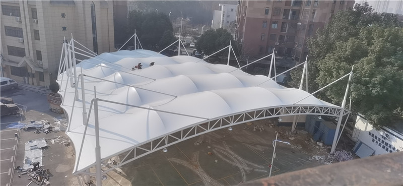 武汉市供销学校篮球场膜结构建筑(图2)